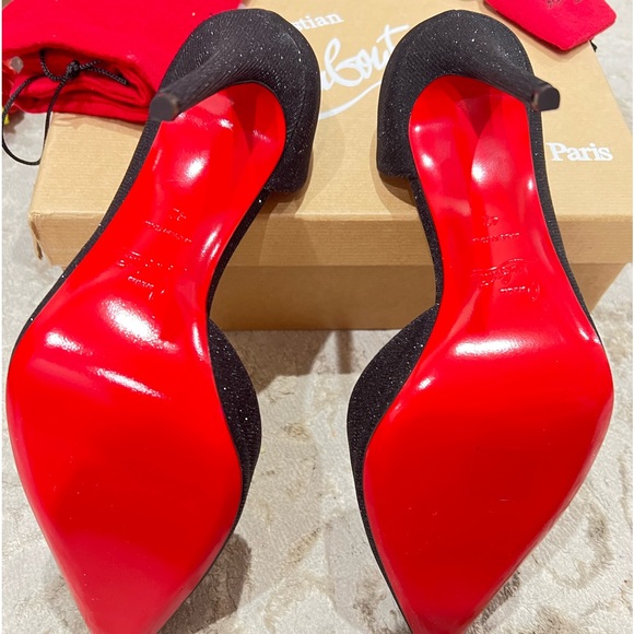 SOLD!!!! Authentic Christian Louboutin black glitter 42 Iriza 100 pumps heels - Picture 14 of 14